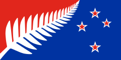 2015 New Zealand proposal: black-red with a white fern and a red southern cross outlined in white