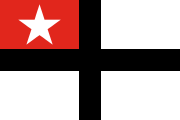 white, black cross, red canton, white star